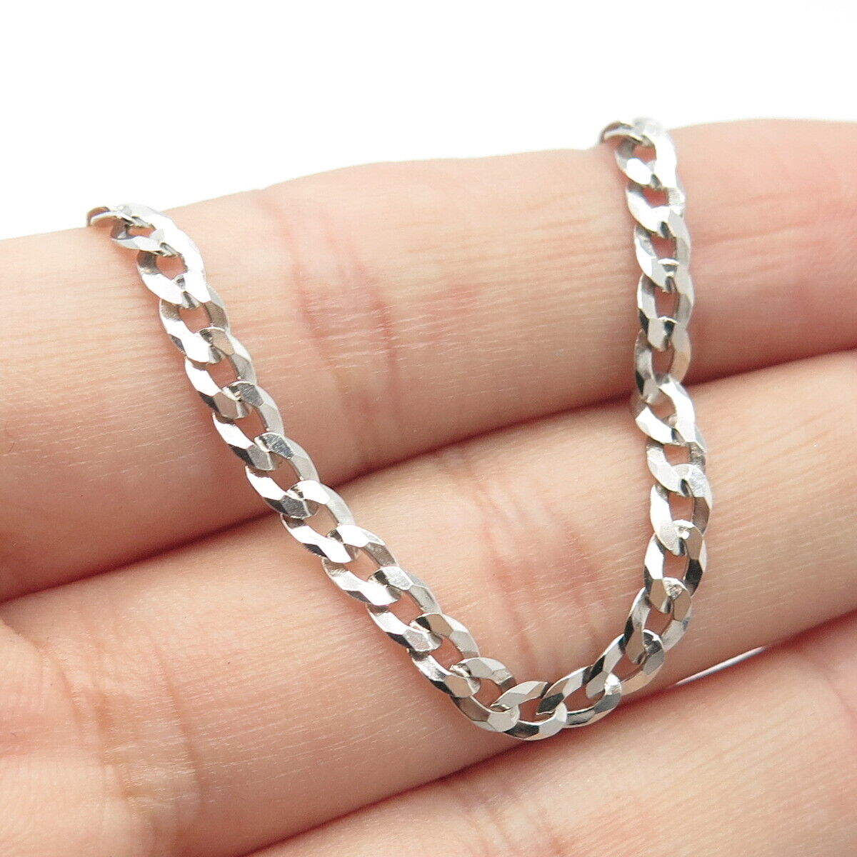 925 Sterling Silver Italy Cuban Chain Necklace 16"