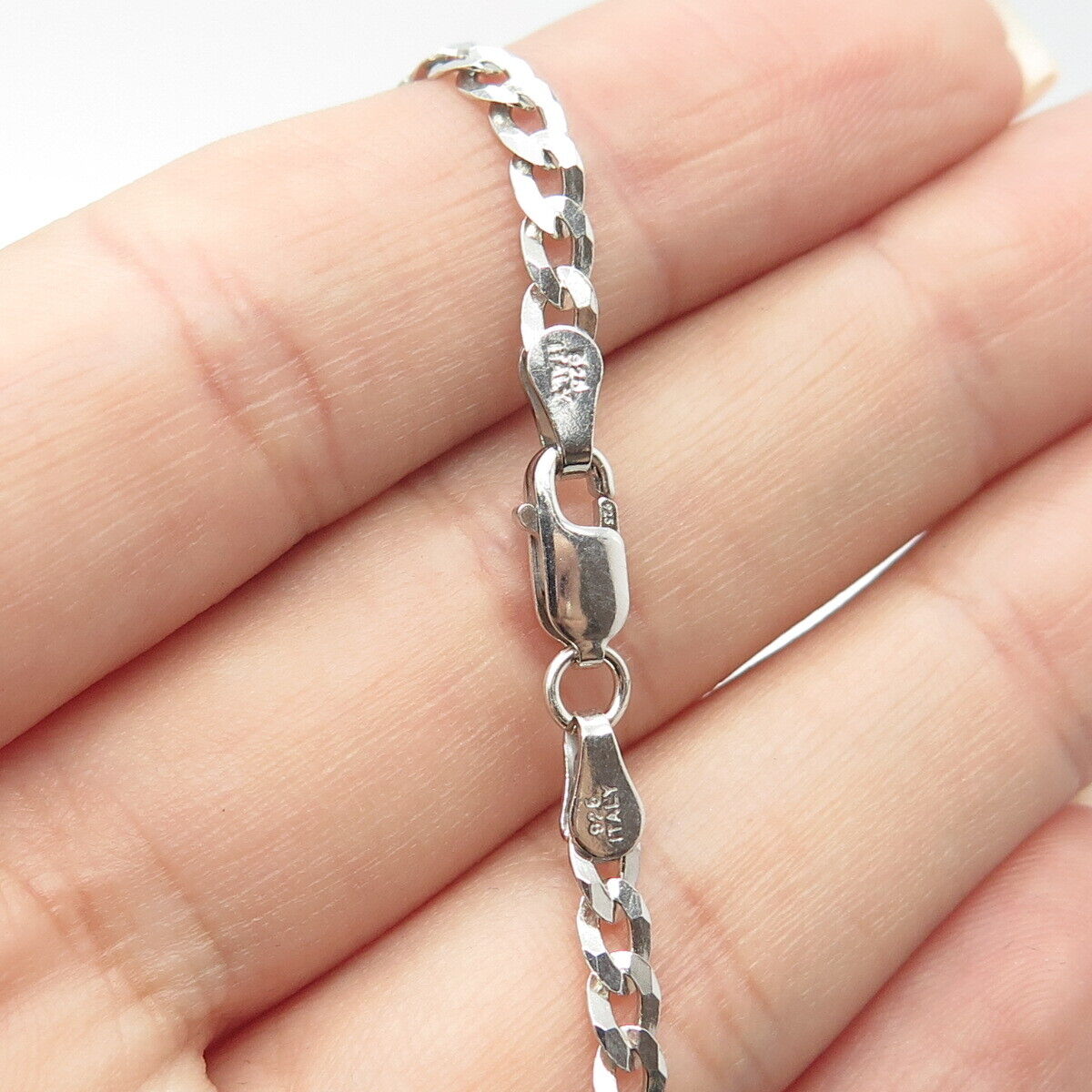 925 Sterling Silver Italy Cuban Chain Necklace 16"