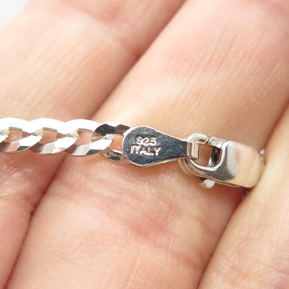 925 Sterling Silver Italy Cuban Chain Necklace 16"