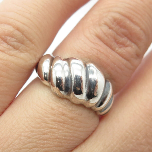 925 Sterling Silver Vintage Ribbed Ring Size 5.5