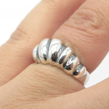 925 Sterling Silver Vintage Ribbed Ring Size 5.5
