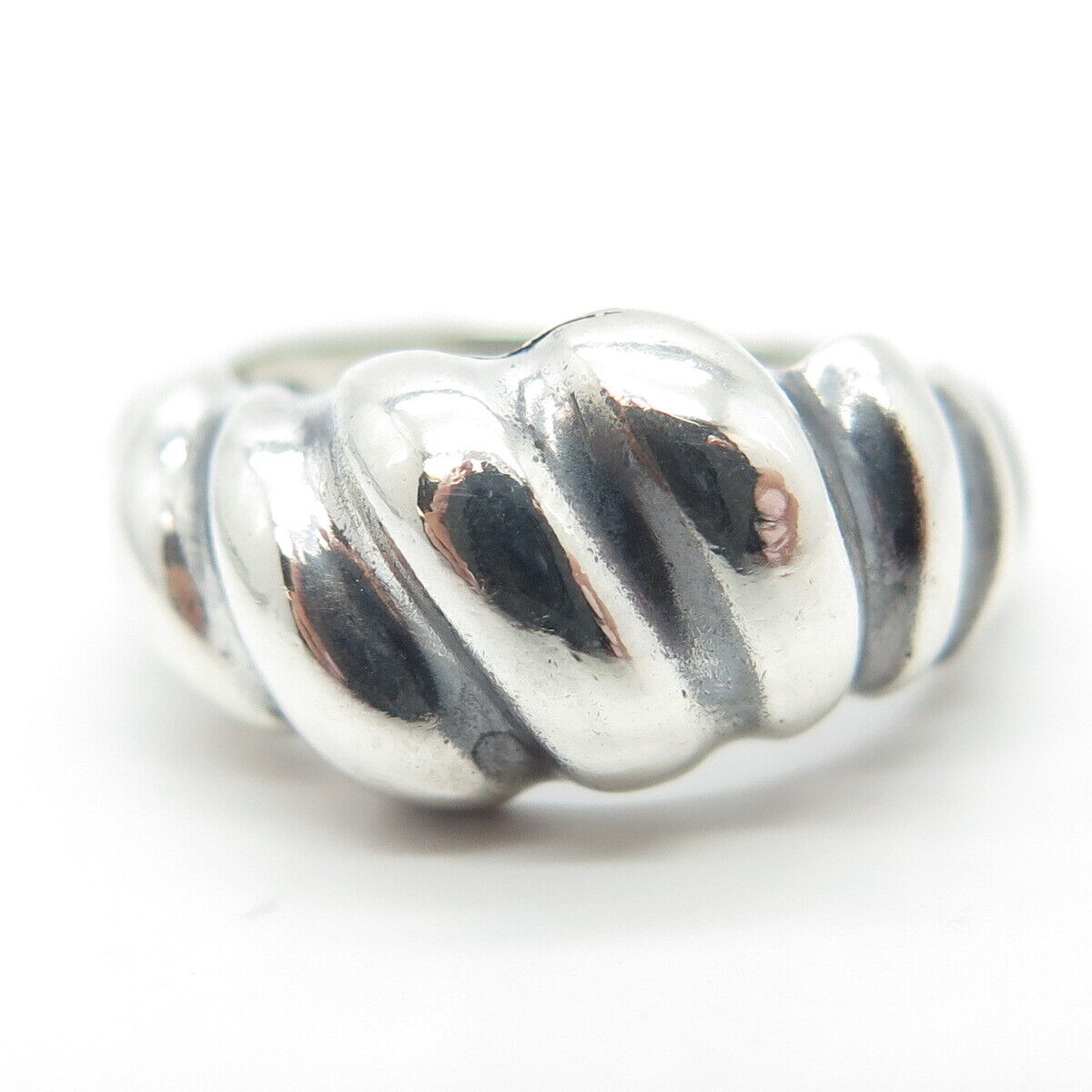 925 Sterling Silver Vintage Ribbed Ring Size 5.5