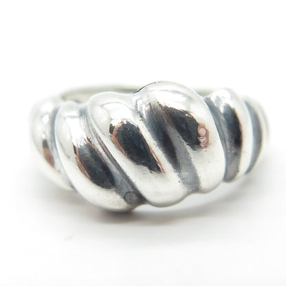 925 Sterling Silver Vintage Ribbed Ring Size 5.5