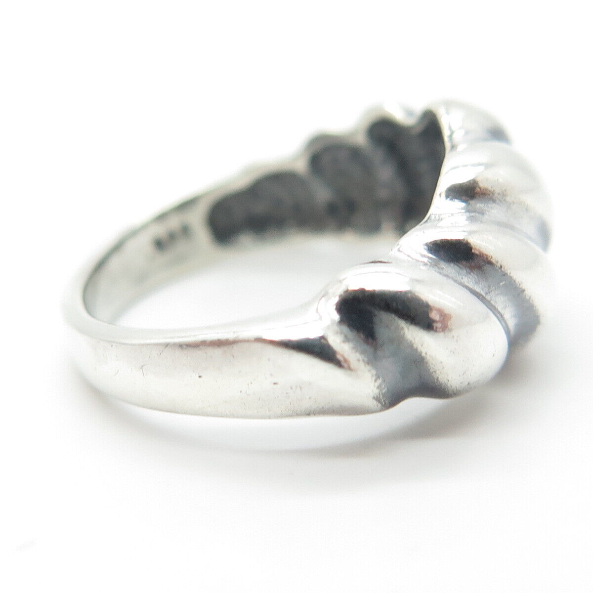 925 Sterling Silver Vintage Ribbed Ring Size 5.5
