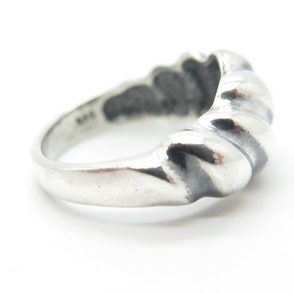 925 Sterling Silver Vintage Ribbed Ring Size 5.5