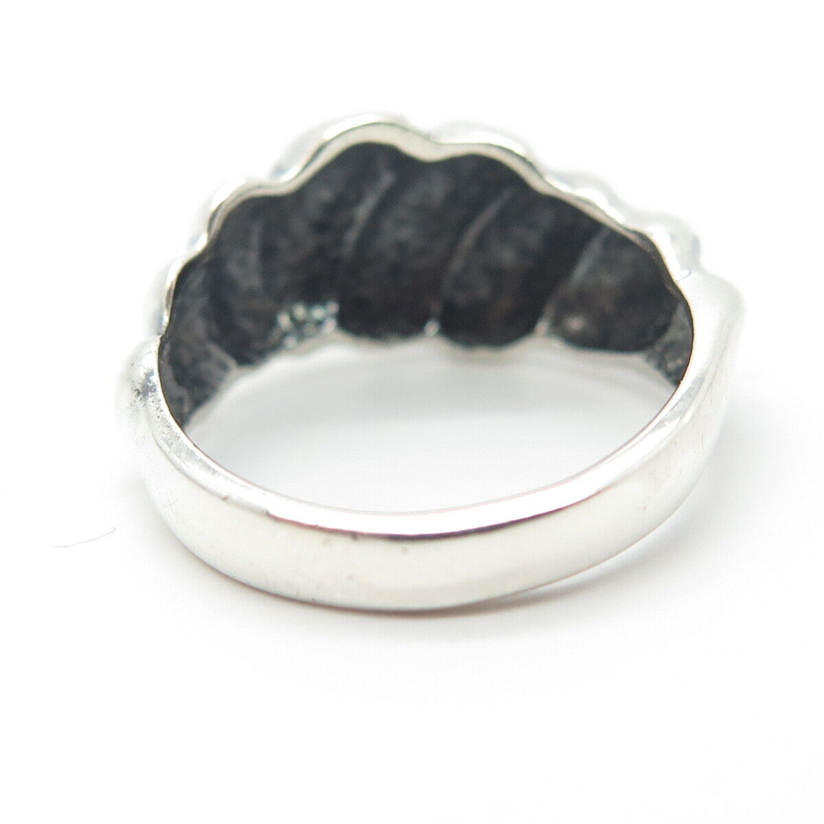 925 Sterling Silver Vintage Ribbed Ring Size 5.5