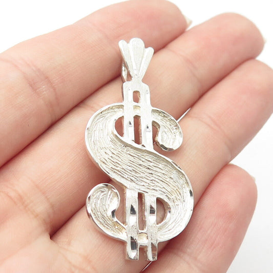 925 Sterling Silver Vintage Dollar Sign Pendant