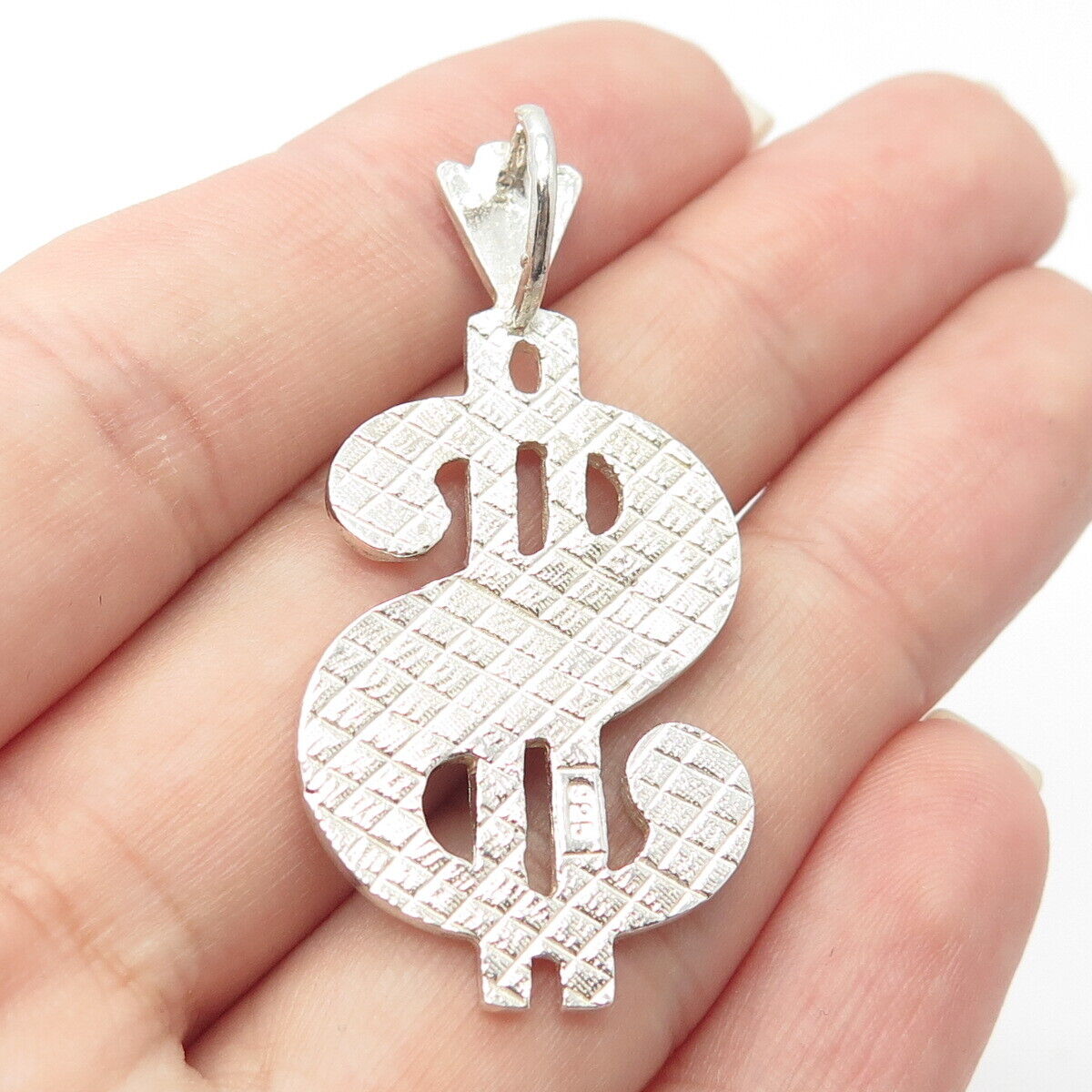 925 Sterling Silver Vintage Dollar Sign Pendant