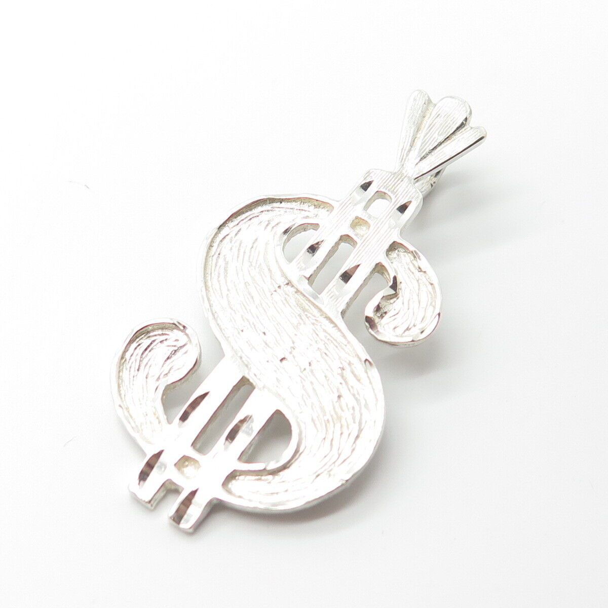 925 Sterling Silver Vintage Dollar Sign Pendant