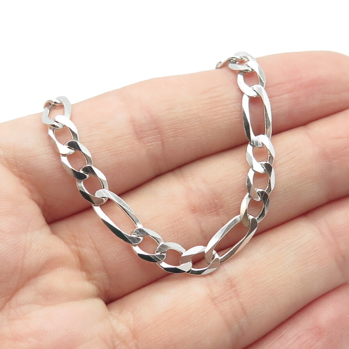 925 Sterling Silver Italy P. Lux Figaro Chain Necklace 24"