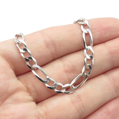 925 Sterling Silver Italy P. Lux Figaro Chain Necklace 24"