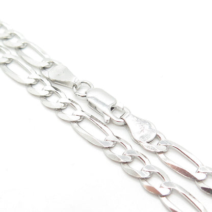 925 Sterling Silver Italy P. Lux Figaro Chain Necklace 24"