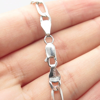 925 Sterling Silver Italy P. Lux Figaro Chain Necklace 24"