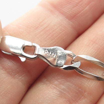 925 Sterling Silver Italy P. Lux Figaro Chain Necklace 24"