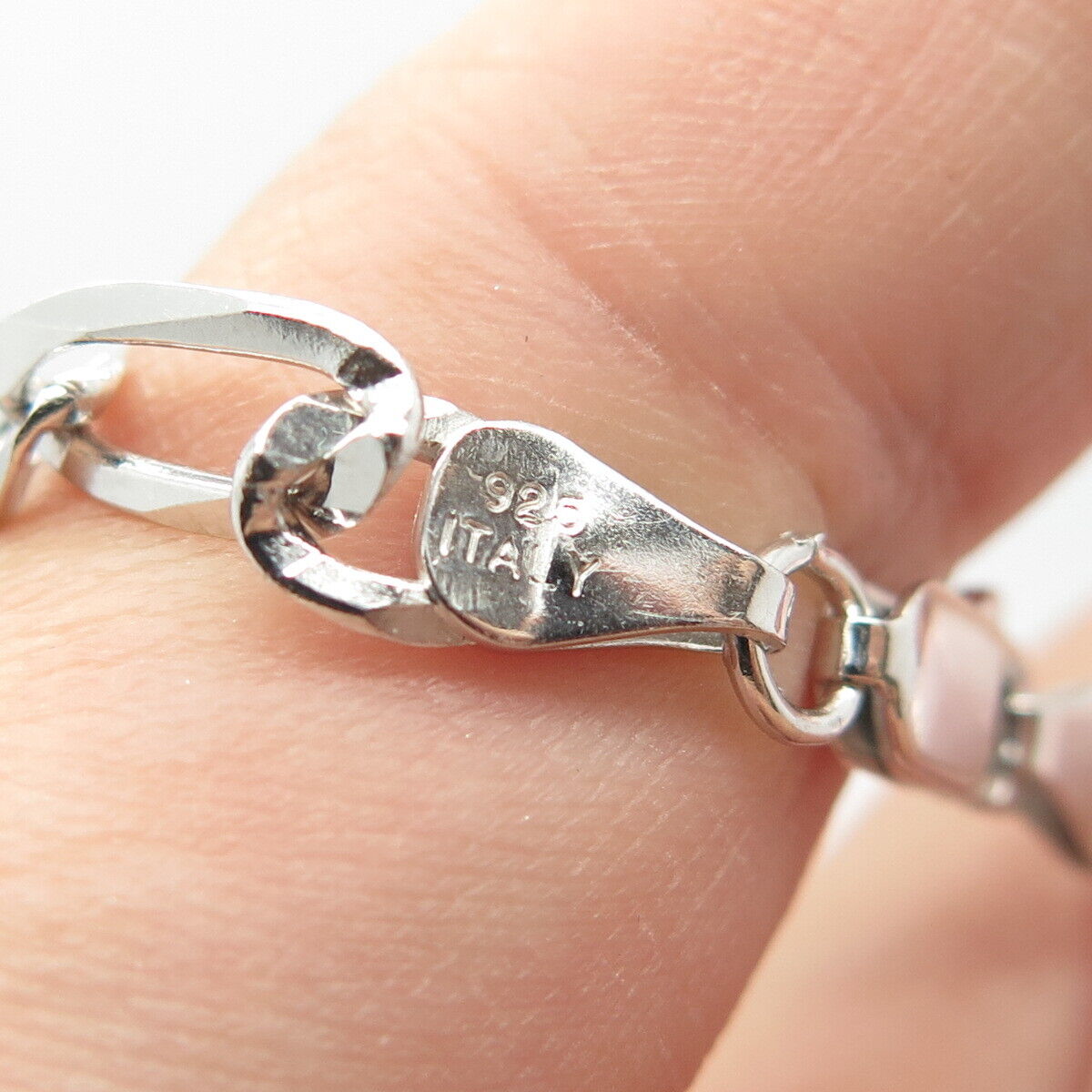 925 Sterling Silver Italy P. Lux Figaro Chain Necklace 24"