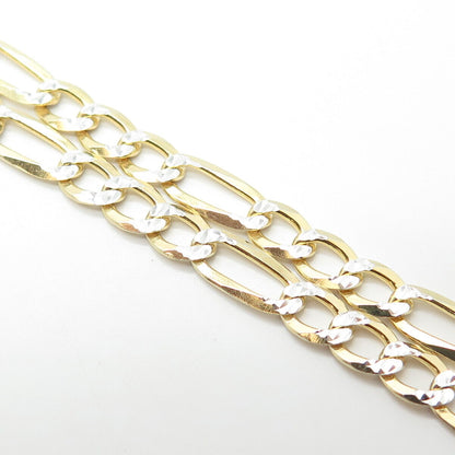 925 Sterling Silver Gold Plated 2-Tone P. Lux Italy Figaro Chain Necklace 20"