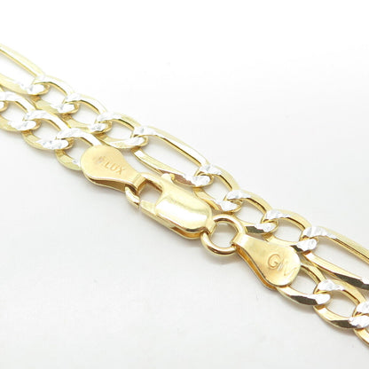 925 Sterling Silver Gold Plated 2-Tone P. Lux Italy Figaro Chain Necklace 20"