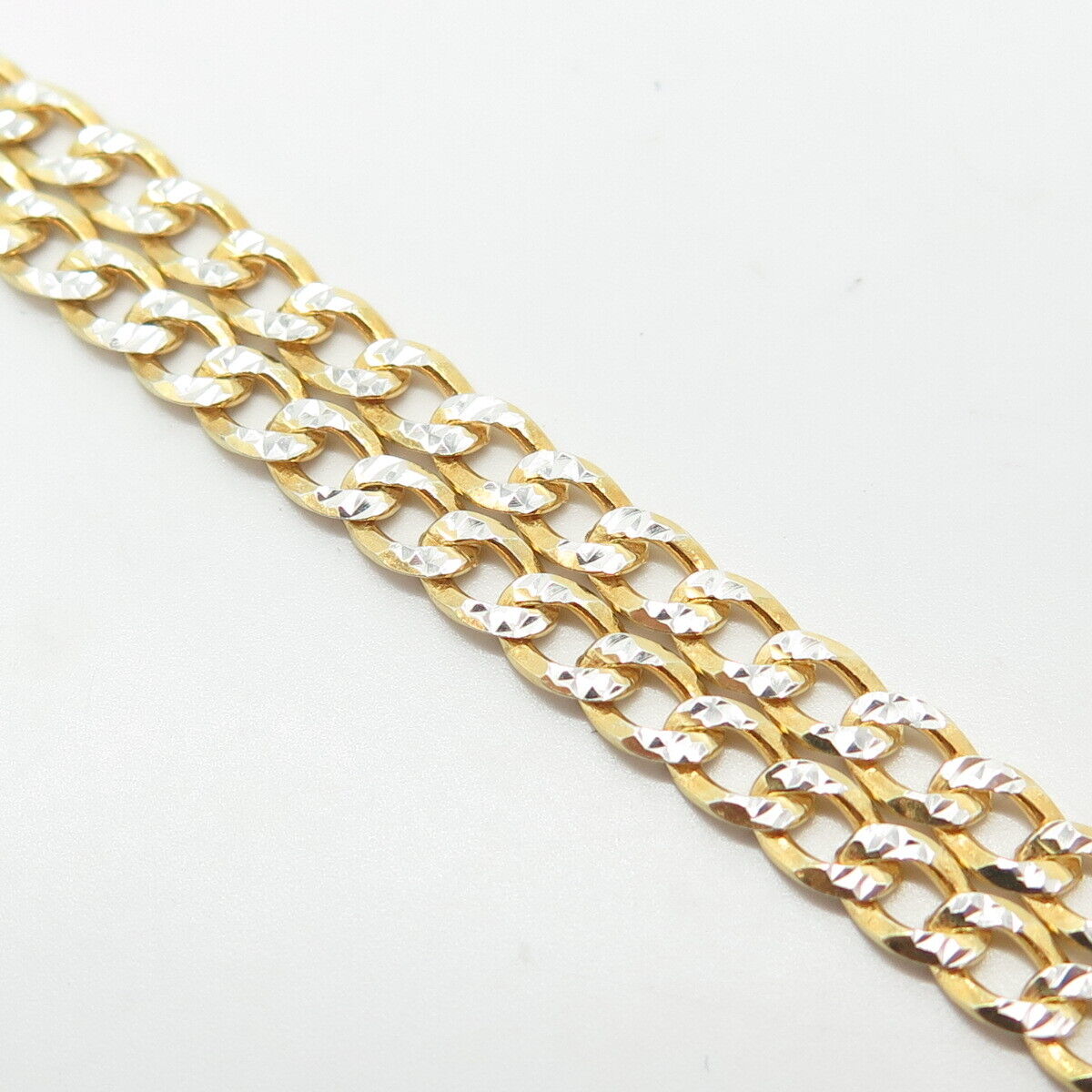 925 Sterling Silver Gold Plated 2-Tone Italy Cuban Chain Necklace 16"