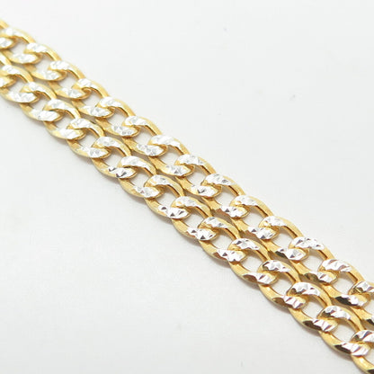 925 Sterling Silver Gold Plated 2-Tone Italy Cuban Chain Necklace 16"