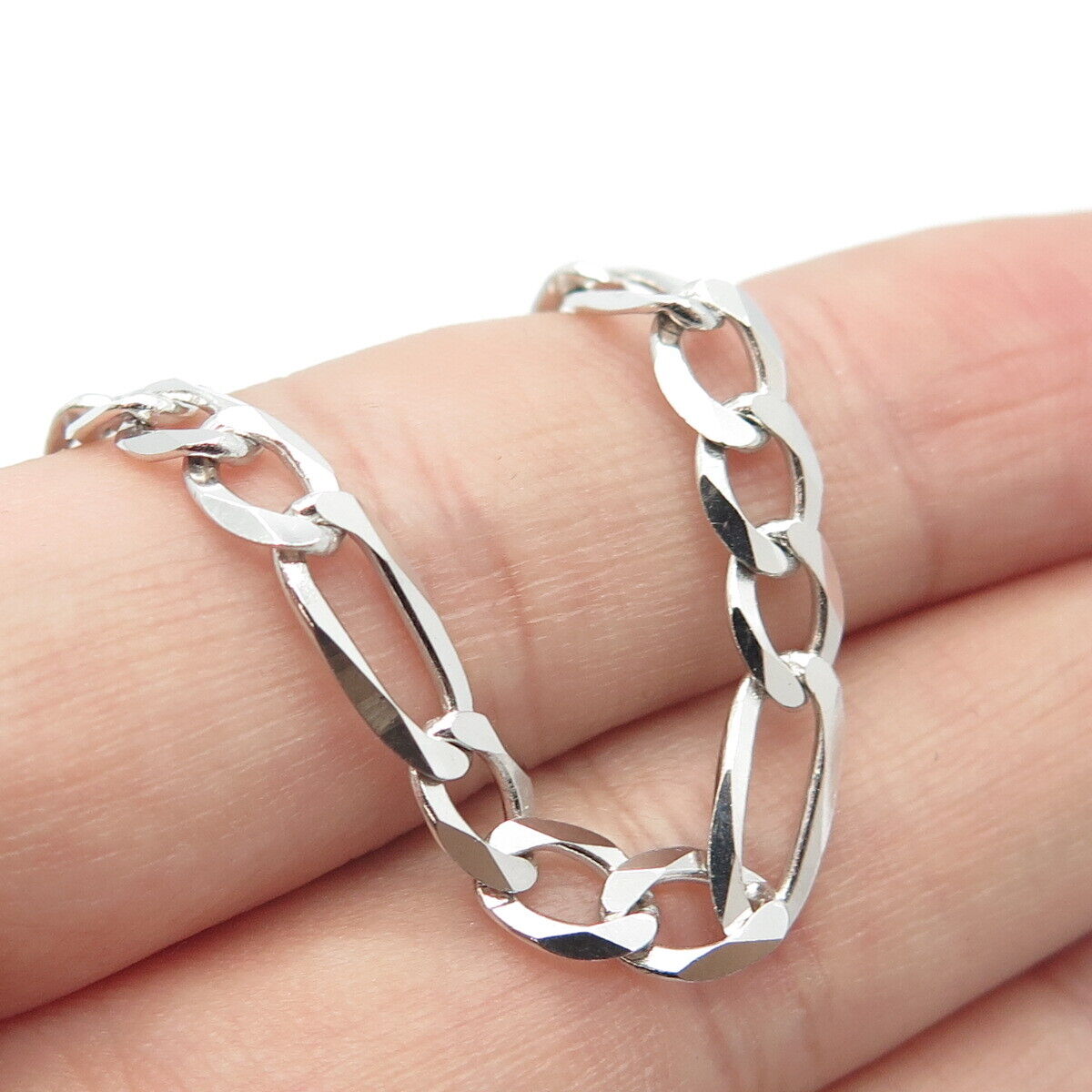 925 Sterling Silver Italy P. Lux Figaro Chain Necklace 20"