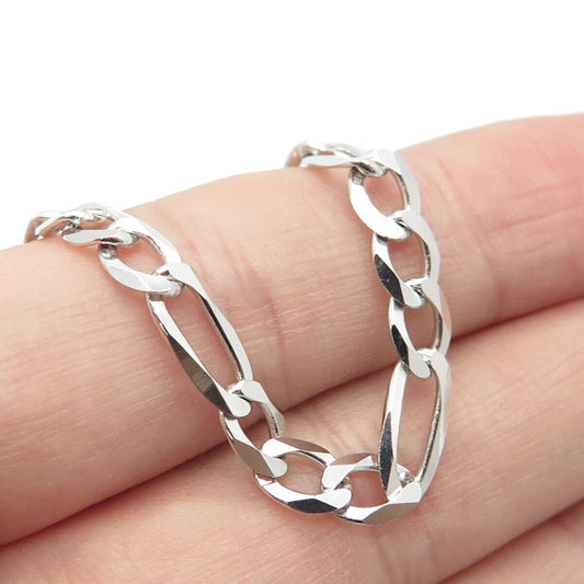 925 Sterling Silver Italy P. Lux Figaro Chain Necklace 20"