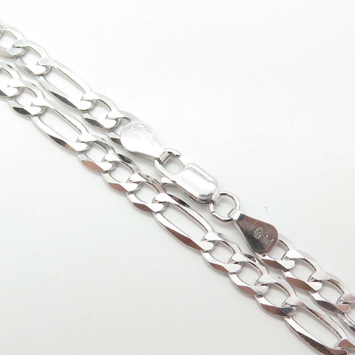 925 Sterling Silver Italy P. Lux Figaro Chain Necklace 20"