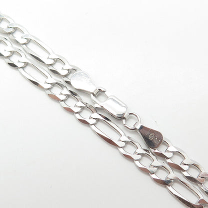 925 Sterling Silver Italy P. Lux Figaro Chain Necklace 20"