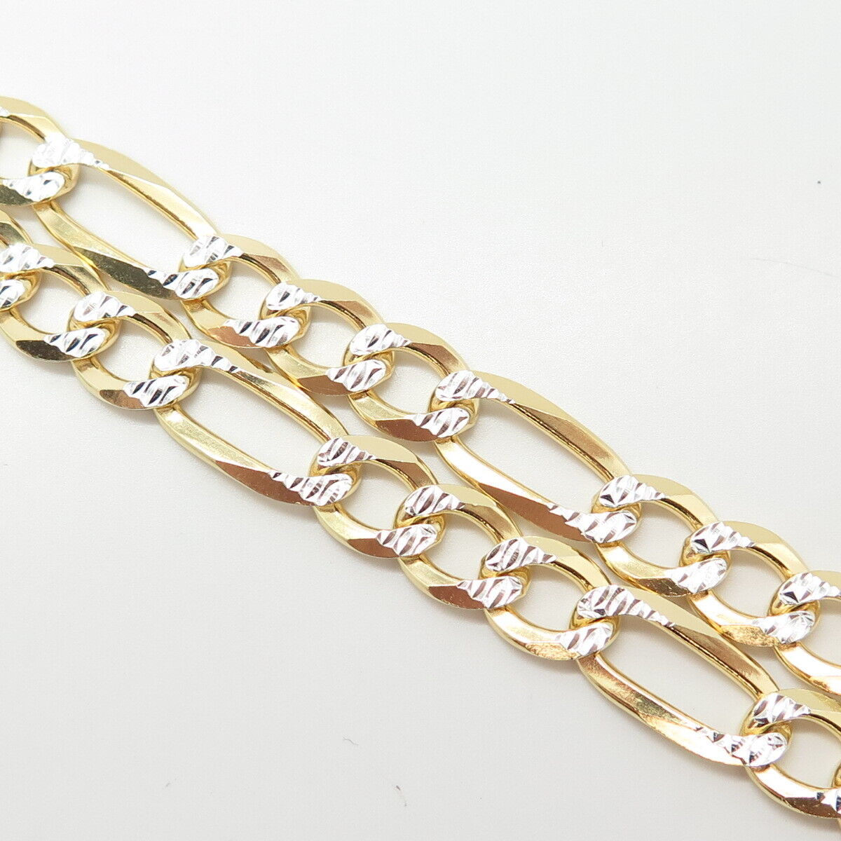 925 Sterling Silver Gold Plated 2-Tone P. Lux Italy Figaro Chain Necklace 22"