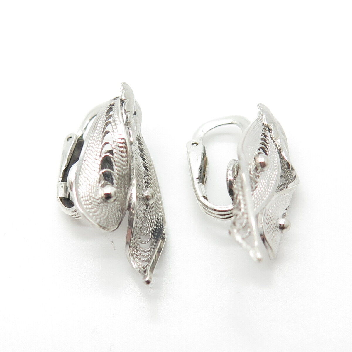 925 Sterling Silver Vintage Filigree Modernist Earrings