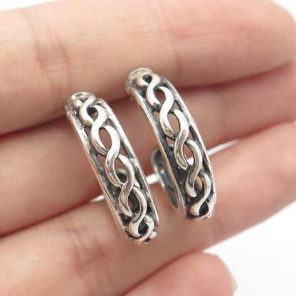 925 Sterling Silver Vintage Braided Half Hoop Earrings