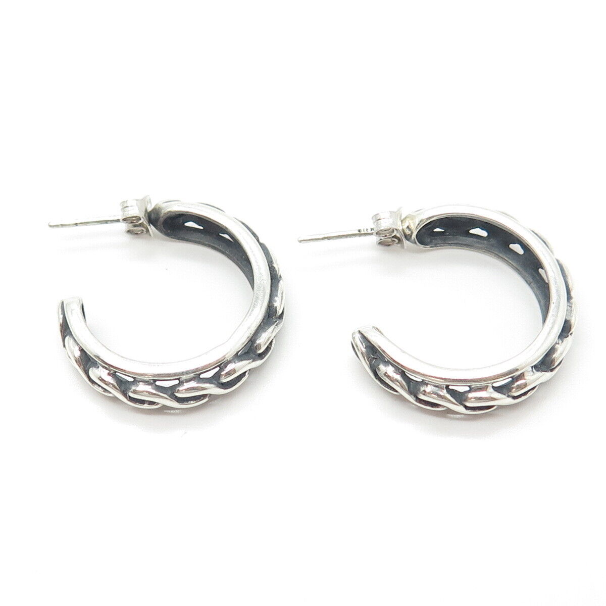 925 Sterling Silver Vintage Braided Half Hoop Earrings