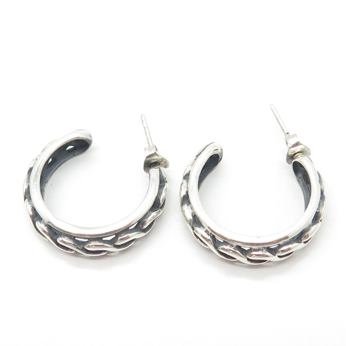 925 Sterling Silver Vintage Braided Half Hoop Earrings