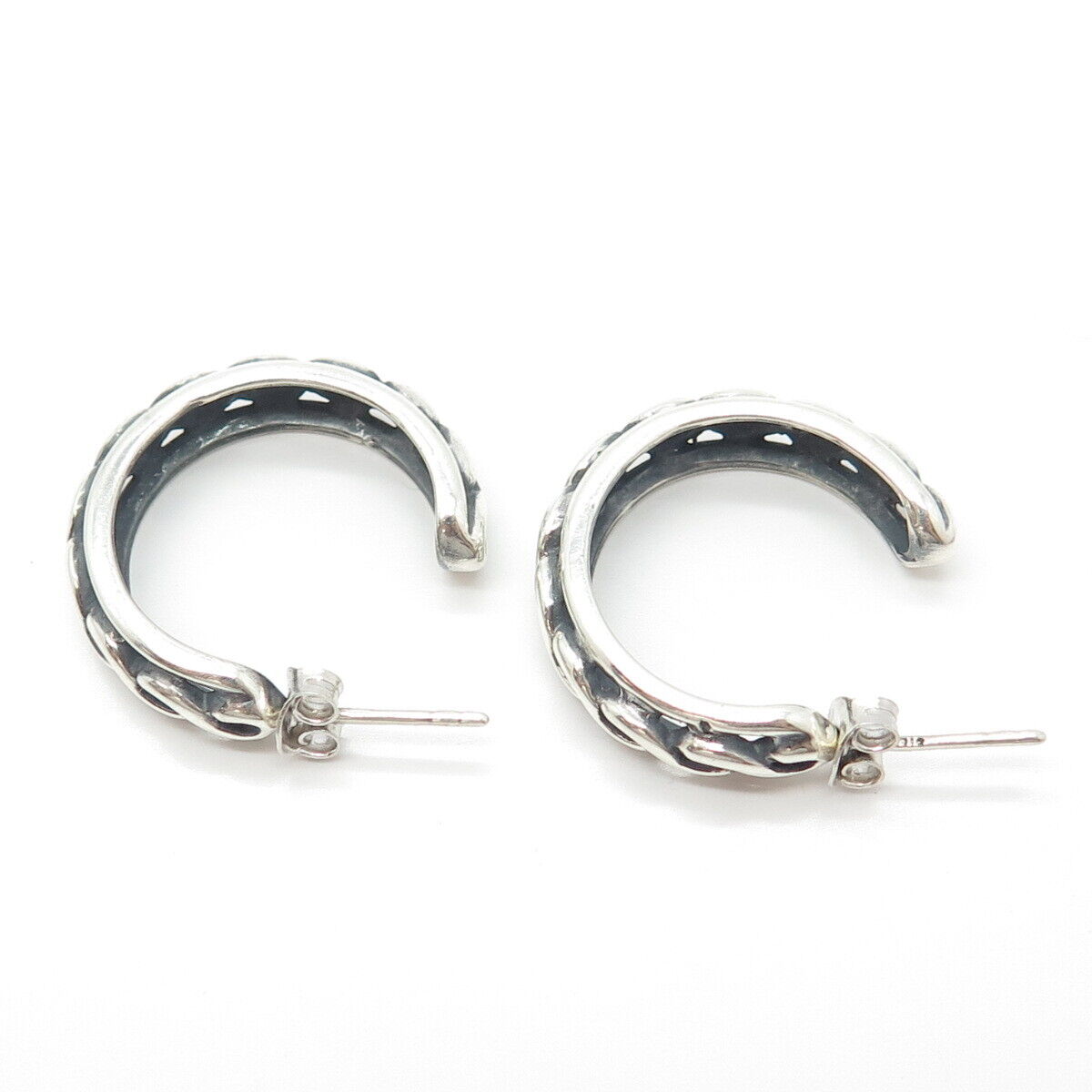 925 Sterling Silver Vintage Braided Half Hoop Earrings