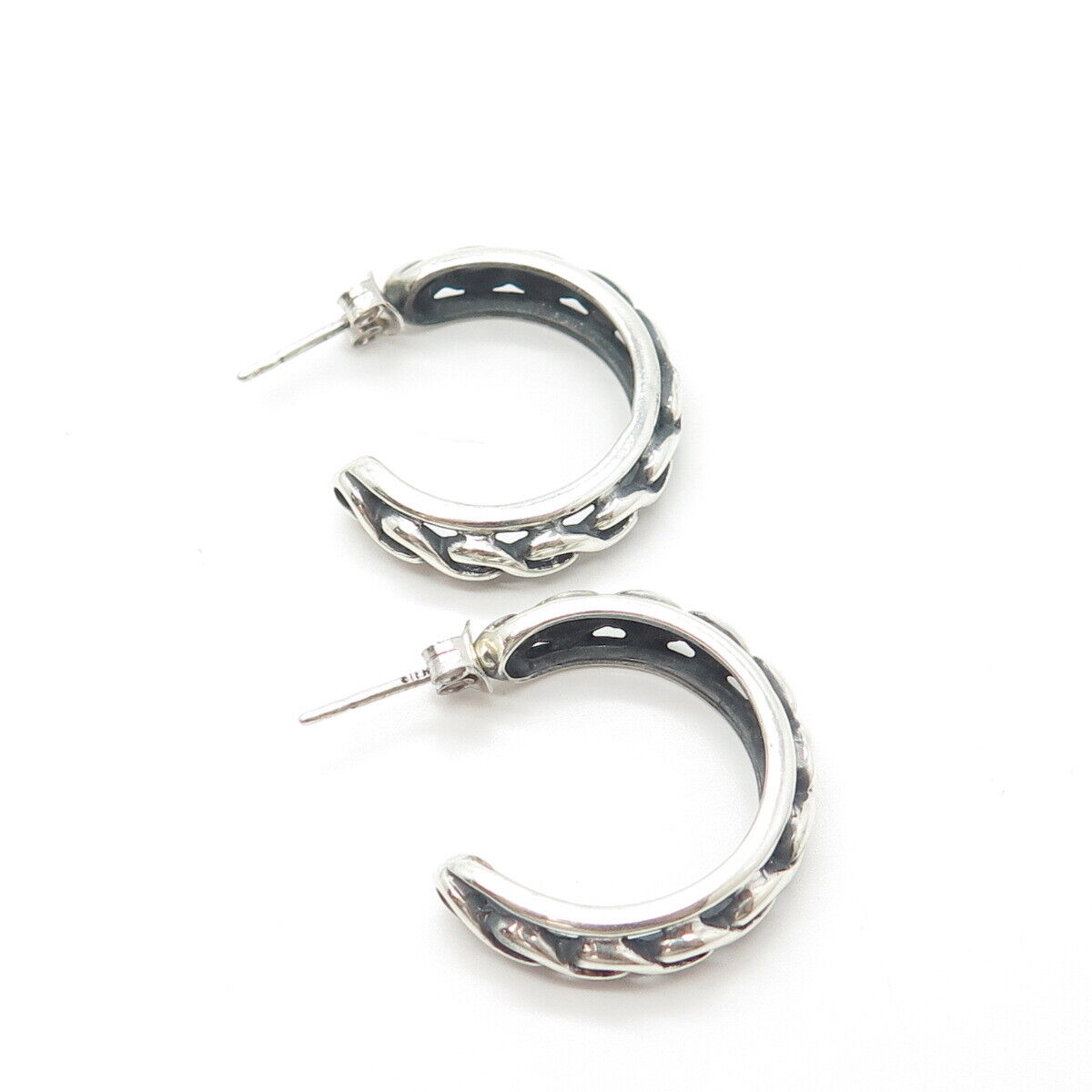 925 Sterling Silver Vintage Braided Half Hoop Earrings