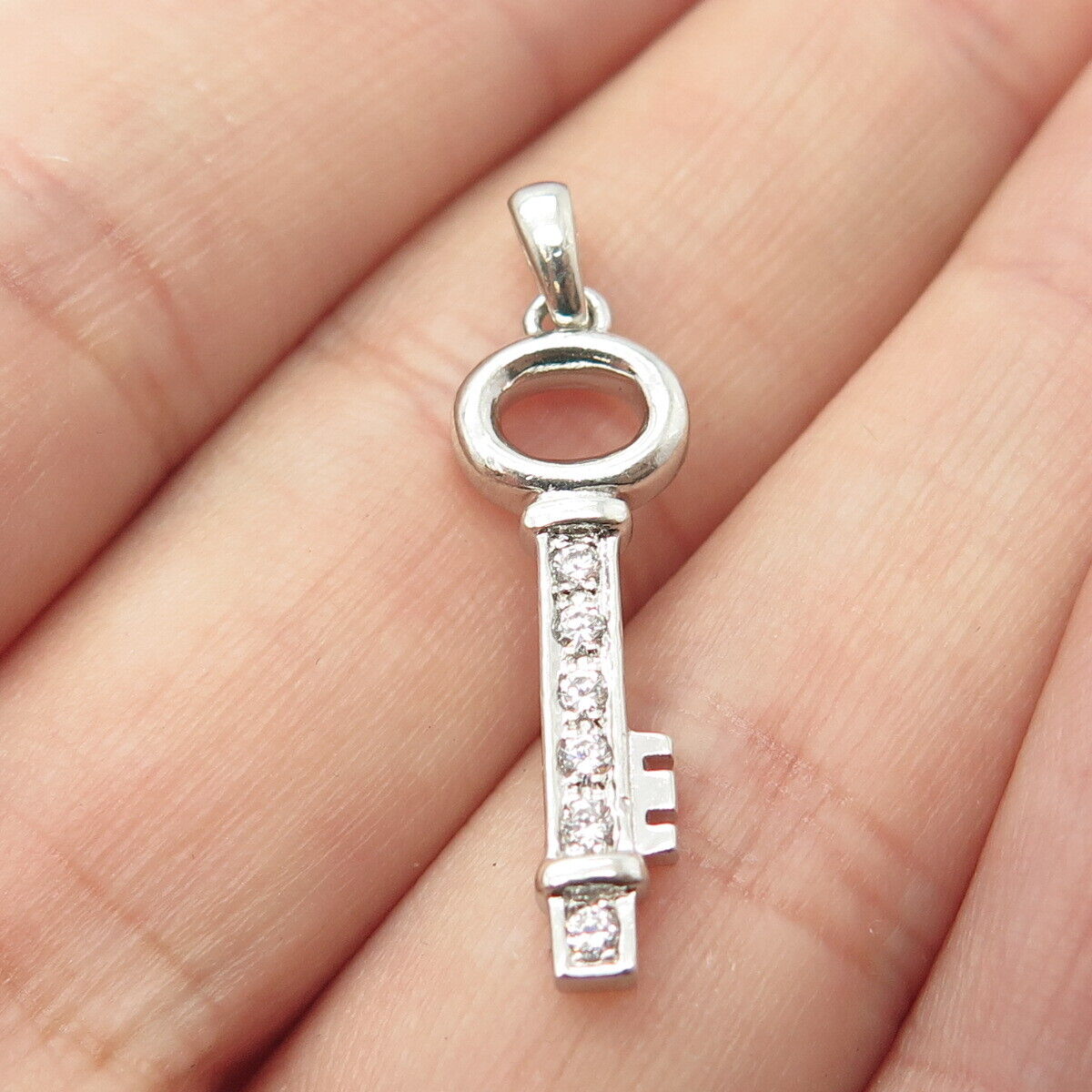 925 Sterling Silver SAI C Z Key Pendant