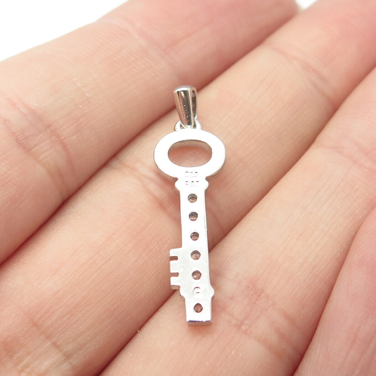 925 Sterling Silver SAI C Z Key Pendant