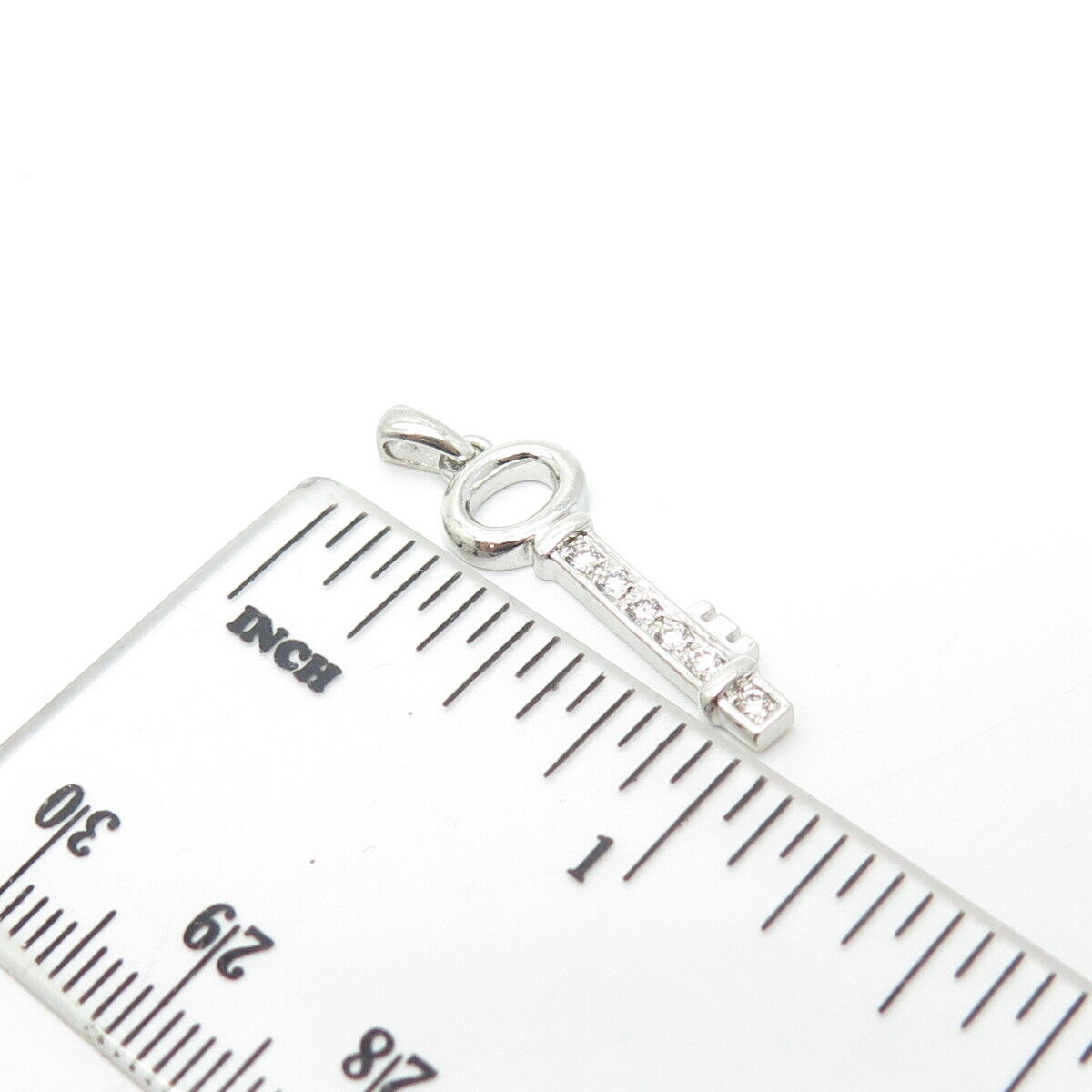 925 Sterling Silver SAI C Z Key Pendant