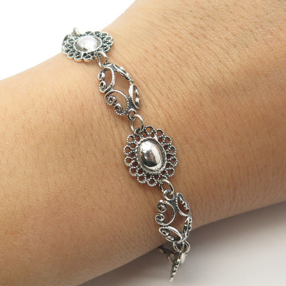 925 Sterling Silver Vintage BEAU Ornate Bracelet 7"