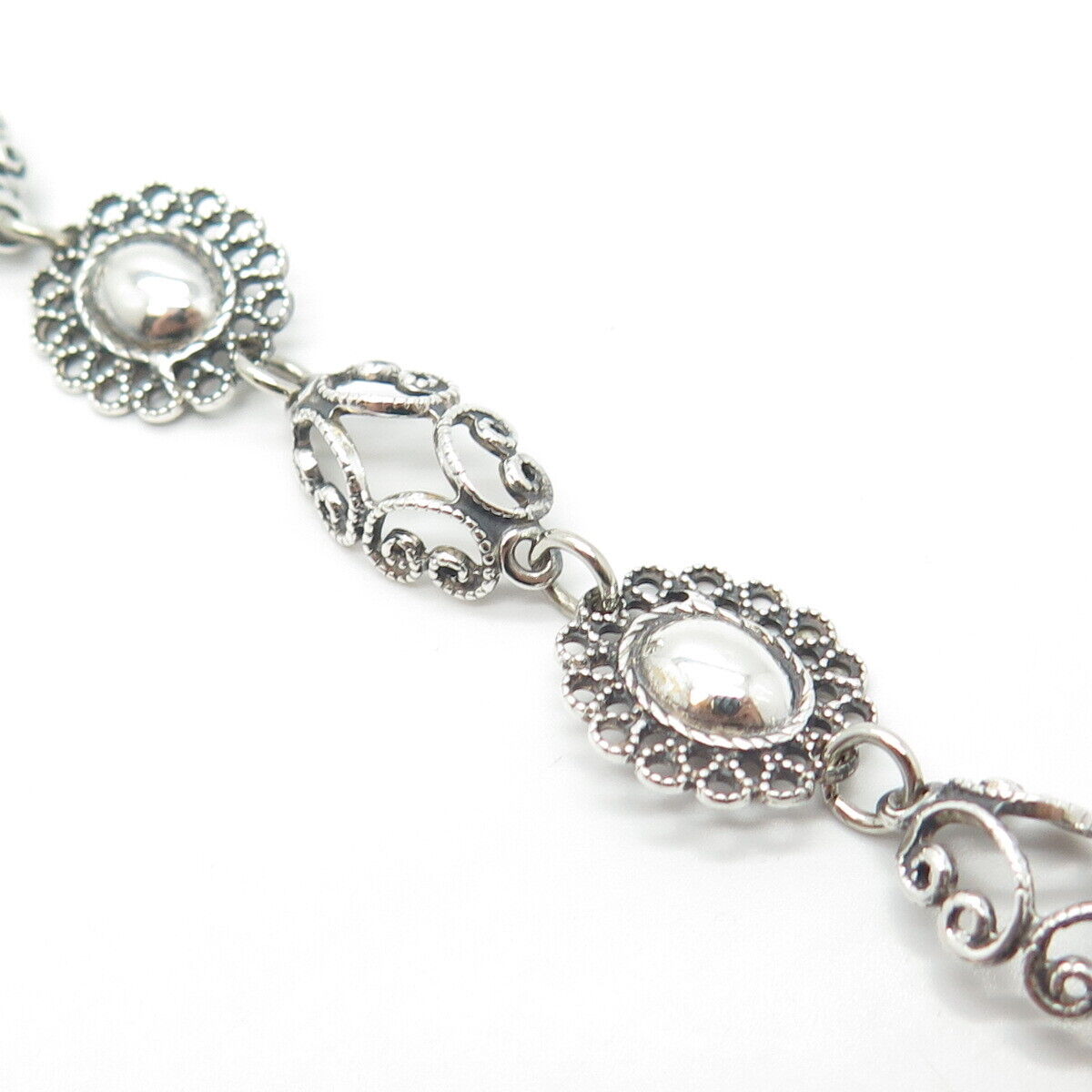 925 Sterling Silver Vintage BEAU Ornate Bracelet 7"