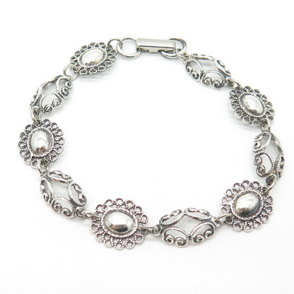 925 Sterling Silver Vintage BEAU Ornate Bracelet 7"