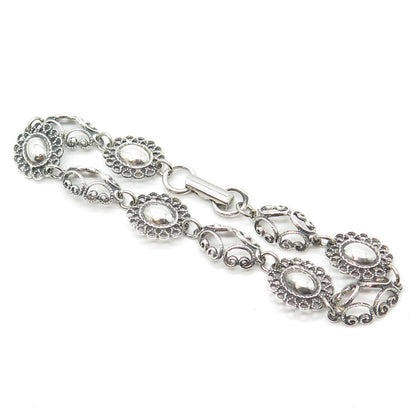 925 Sterling Silver Vintage BEAU Ornate Bracelet 7"