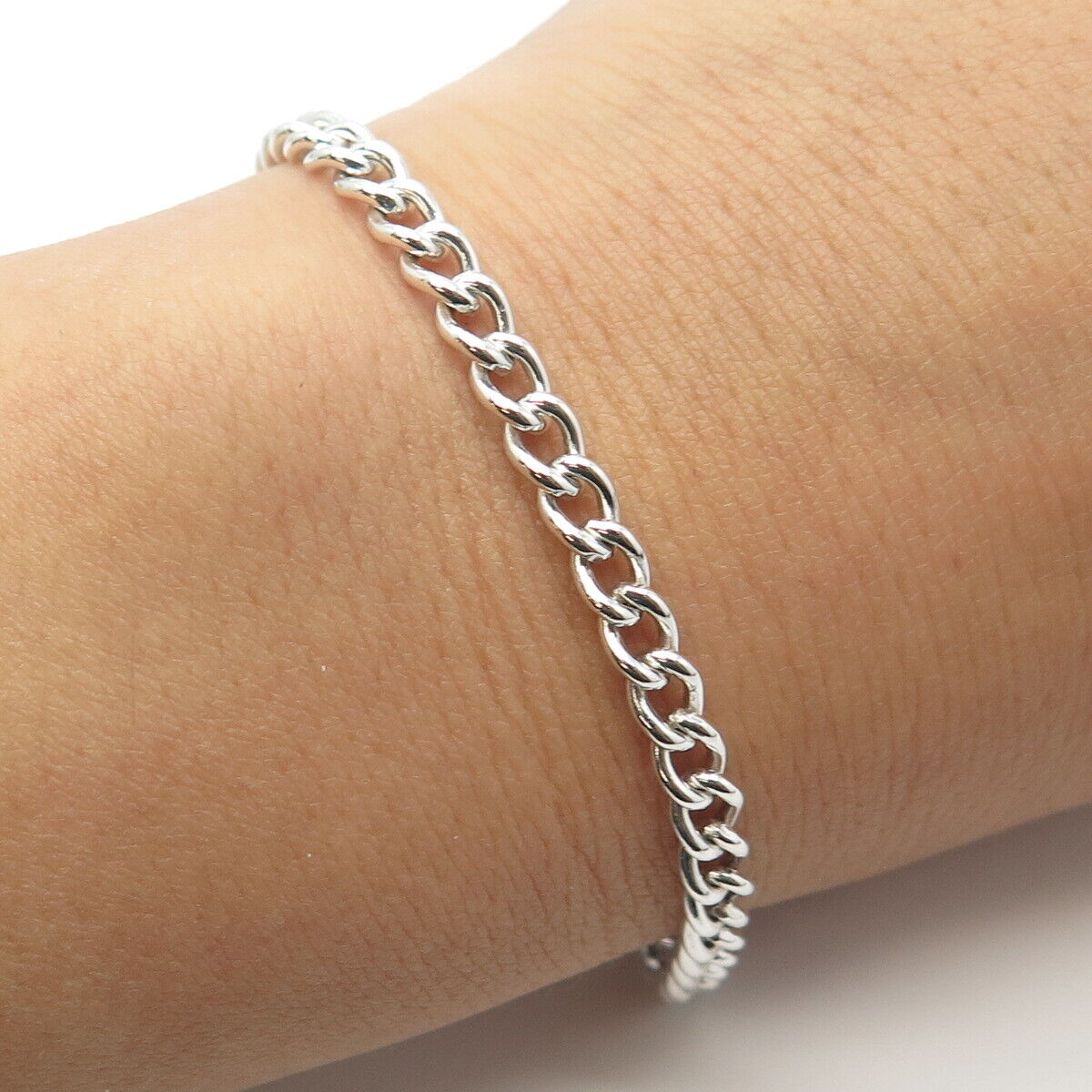 925 Sterling Silver Cable Link Bracelet 7"