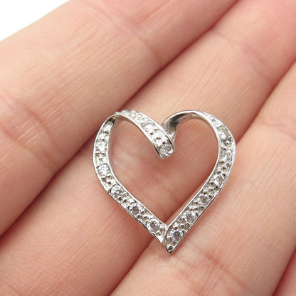 925 Sterling Silver White C Z Loving Heart Pendant