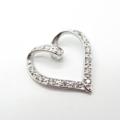 925 Sterling Silver White C Z Loving Heart Pendant