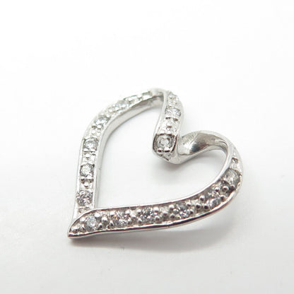 925 Sterling Silver White C Z Loving Heart Pendant