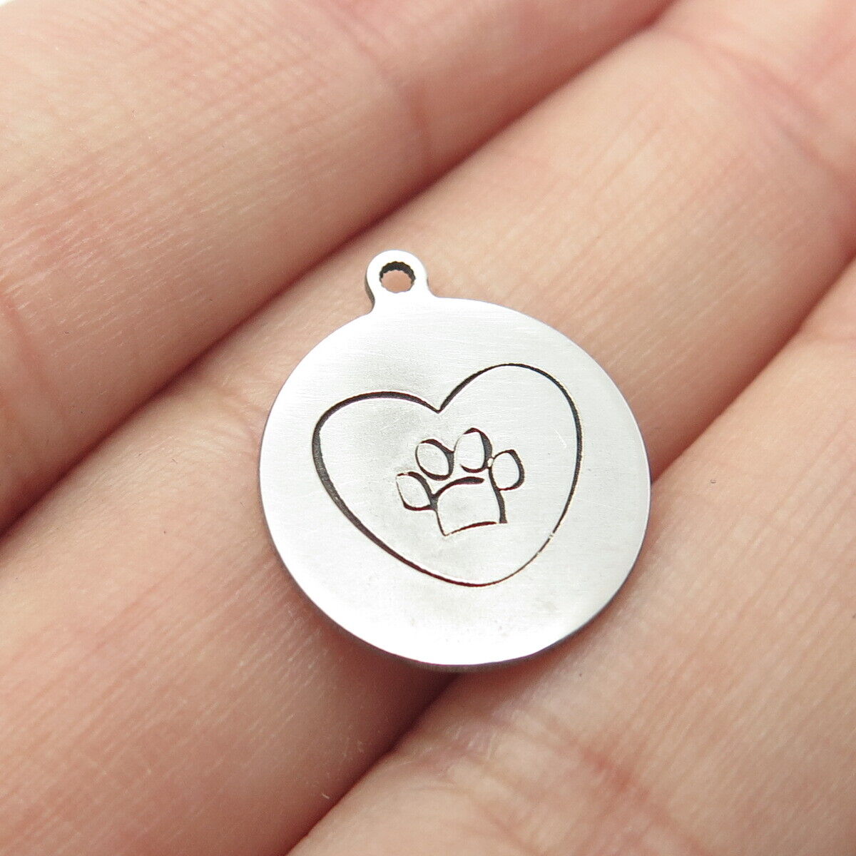 925 Sterling Silver USA Two In Town Paw Heart Charm Pendant