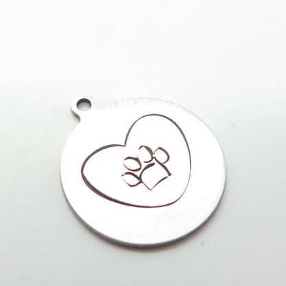 925 Sterling Silver USA Two In Town Paw Heart Charm Pendant