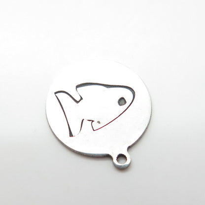 925 Sterling Silver USA Two In Town Fish Charm Pendant