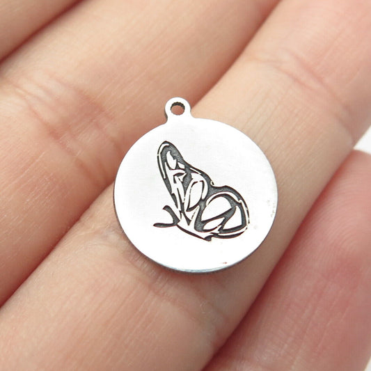 925 Sterling Silver USA Two In Town Butterfly Charm Pendant