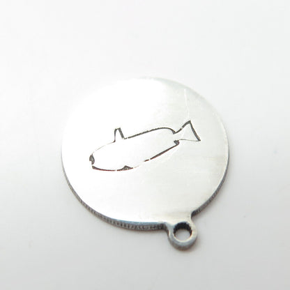 925 Sterling Silver USA Two In Town Fish Charm Pendant